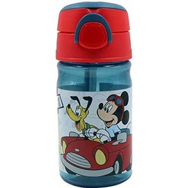 GIOVAS Mickey Characters Pop Up Water Bottle Drink Bottle Flask with Cord for Easy Carry School Lunch Kids Childrens 350ml