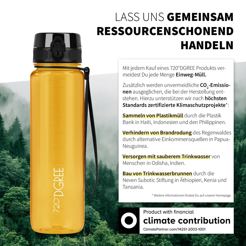 720°Dgree uberBottle Water Bottle, crystalClear with Sieve, BPA-Free, Leak-Proof, for