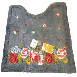 [Gray] Kawasaki Lake Ulster Design "Toilet Mat" 25.6 x 25.6 inches (65 x 65 cm), Rose Garden, Rose, Toilet Fabric