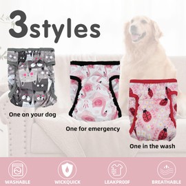 UFO PET Dog Period Heat Pants for Season Incontinence, Super Absorbent Washable Dog Puppy Nappies Female X Large, Doggy Knickers for Season 3 Pack