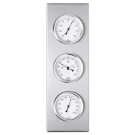 Youshiko 3 in 1 Weather Station for Indoor and Outdoor Use, Barometer Thermometer Hygrometer, Stainless Steel (Frame Size: 30 x 10 cm)
