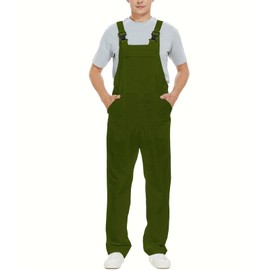 WORK IDEA Men's Bib Overalls Workwear Fashion Lightweight Jumpsuit with Pockets, Army Green, XXXXL