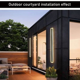 Stayofa 1Pack 23.6 inch Long Outdoor LED Wall Lights,18W Waterproof IP65 Warm White 120V LED Wall Mount Lighting Fixture Acrylic Black Exterior Wall Lights for House Courtyard Balcony Porch