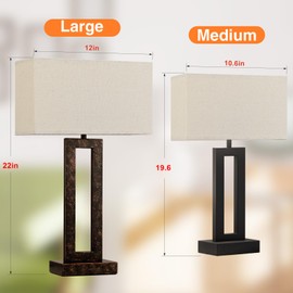 22" Tall Living Room Lamps for Night Stands - Touch Bedside Lamp with USB C+A, 3 Way Dimmable Bedroom Lamps for End Tables Set of 2, Modern Night Stand Lamps for Bed Side(Beige&Brown)