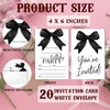 SIXEIGHT Black Bow Birthday Invitations, Black Ribbon Bow Birthday Party