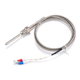 Waterproof K Type Grounded Thermocouple - Jaybva Temperature Sensor Probe for PID Temperature Controller Two Wire Stainless Steel NPT 1/4 inch Pipe Thread 0~500℃ with 2m Insulation Lead Shield Wire