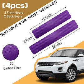 Gasedin 4 PCS Car Door Sill Protector, 3D Carbon Fiber Anti-Scratch Threshold Cover Strips Sticker, Vehicle Door Entry Edge Guard Sill Protection, Universal Decor Car Accessories (Purple)