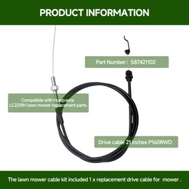 Anvpkun 587421102 Lawn Mower Drive Control Cable Compatible with Husqvarna LC221A LC221AH LC221FH LC221FHE LC221R LC221RH L421P LC121FH for Poulan P160RWD PR675AWD Redmax CWP21