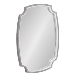 Kate and Laurel Orianne Coastal Wall Mirror, 21 x 32, White and Gray, Beautiful Traditional Mirror with Scalloped Corners for Wall