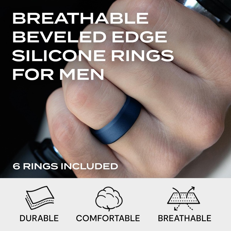 ROQ Silicone Rubber Wedding Ring for Men, Comfort Fit, Men's