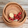 YANGQIHOME Rattan Bread Basket, Round Fruit Baskets, Scalloped Wicker Storage