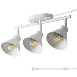 vivihobb 3 Light Plug in Track Lighting Kit,Modern Plug in Ceiling Light Fixture,14.7ft Cord,On/Off Switch,3 Way Ceiling Spot Lighting,Flexibly Rotatable Light Head,Bulbs Not Included