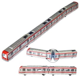 OTONOPI 4 Pcs Toy Train Set Alloy Subway Underground, Magnetic Subway Toys, Die cast Bullet Train with Magnetic Connectors, Linked High Speed Locomotive Engine Toy Car for Kids Age 3 Up