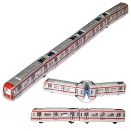OTONOPI 4 Pcs Toy Train Set Alloy Subway Underground, Magnetic Subway Toys, Die cast Bullet Train with Magnetic Connectors, Linked High Speed Locomotive Engine Toy Car for Kids Age 3 Up