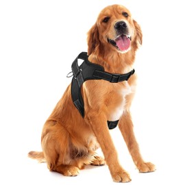 MASCRETTA Arnés/Pechera para Perro. No Daña el Cuello de tu Mascota. Excelente para Pasear. Collar Deportivo con Bandas de Luz Reflejantes para Cualquier Raza. Talla S, M, o G. (Grande, Negro)