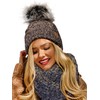 4sold Women's Knitted Hat Lined with Faux Fur Bobble Set