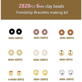 Barlone 2820 Pieces Polymer Clay Beads Set for Threading, Beads for Bracelets Making Yourself, Bead Set for Bracelets Rings Necklaces Gift, Jewellery Making Kit Adult