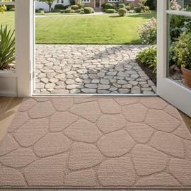 DEXI Door Mat Entry Doormat, Front Door Entrance Mats, Non Slip Absorbent Low Profile Washable Welcome Floor Mat for Inside House, Entryway, Garage, Patio, 24"x36", Beige