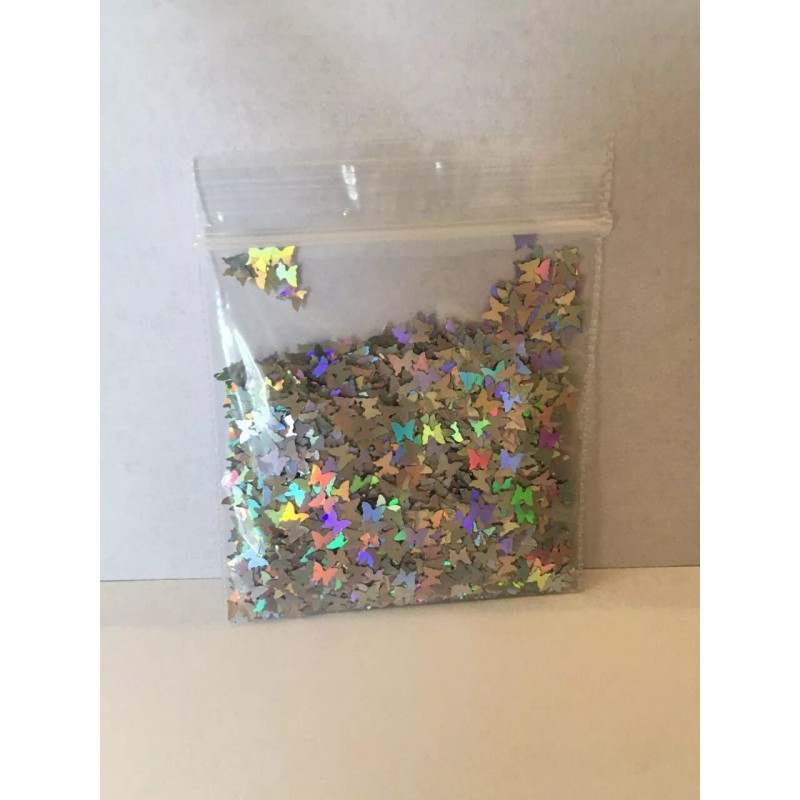 Baby Emma 2007 Solvent Resistant BUTTERFLY shape Glitter (Silver) Nail