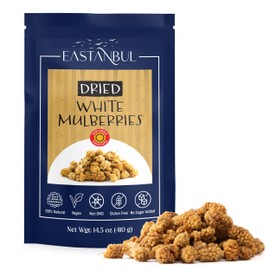 Eastanbul Mulberry, Dried Mulberries, 14.5oz, Sun Dried White, Natural, Unsweetened, Non-GMO, Gluten Free, Vegan, Wholesome Fresh Berries, from Turkey