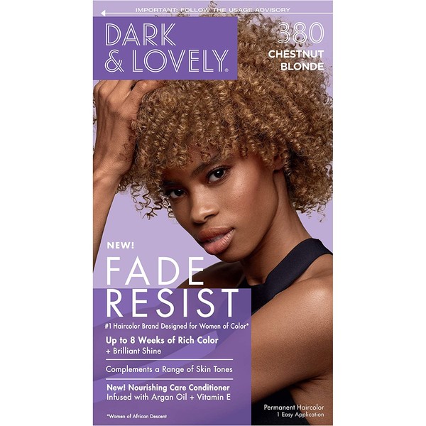 Softsheen-Carson Dark and Lovely Fade Resist Rich Conditioning Hair Color, Permanent Hair Color, Up To 100% Gray Coverage, Brilliant Shine with Argan Oil and Vitamin E, Chestnut Blonde