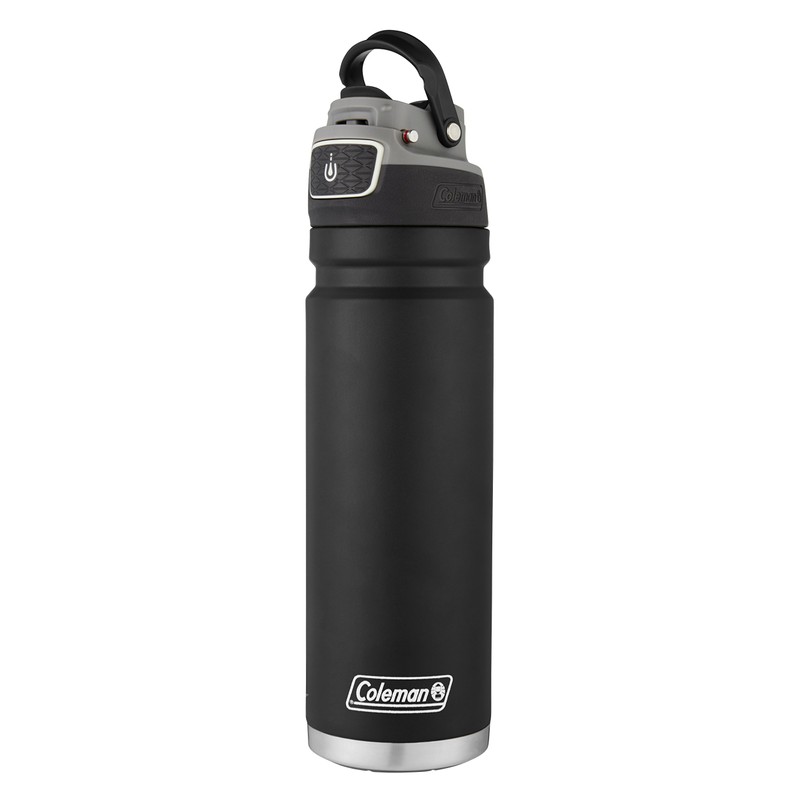 Coleman Autoseal FreeFlow Stainless Steel Water Bottle, Black, 24oz
