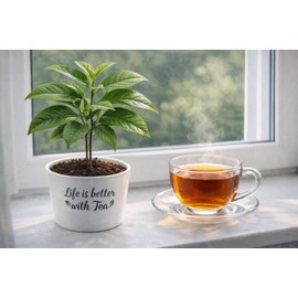 Camellia Sinensis Tea Plant | 2 Live 4 Inch Plants | Hedge Bush, Black, White & Green Tea Leaves, Indoor Outdoor Gardening, Aromatic Evergreen, Full Sun Shrub, Home Brewing