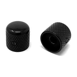 Vintage Forge Black Metal Dome Knobs for Fender Telecaster Guitar and Precision P-Bass (Set of 2) 1/4 Inch Solid Shaft DK50US-BLK