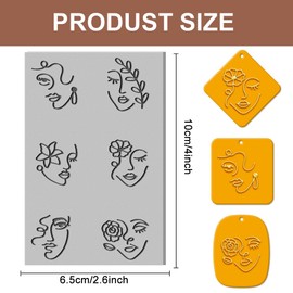 CHGCRAFT Floral Abstract Human Face Clay Texture Mat Clay Face Modeling Pattern Pad Texture Sheets for Polymer Clay Making Earrings Jewelry, 4x2.6inch