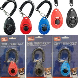 Dog sound stop barking training whistle round dog clicker Dog Training Clickers Pet Training Clickers Training Tool with Wrist Strap For Dog (Black)