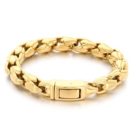 Azubpi Gold Stainless Steel Sunflower Seed Link Bracelet, Hip Hop Chain Jewelry for Men Women Durable Jewelry Gift for Him