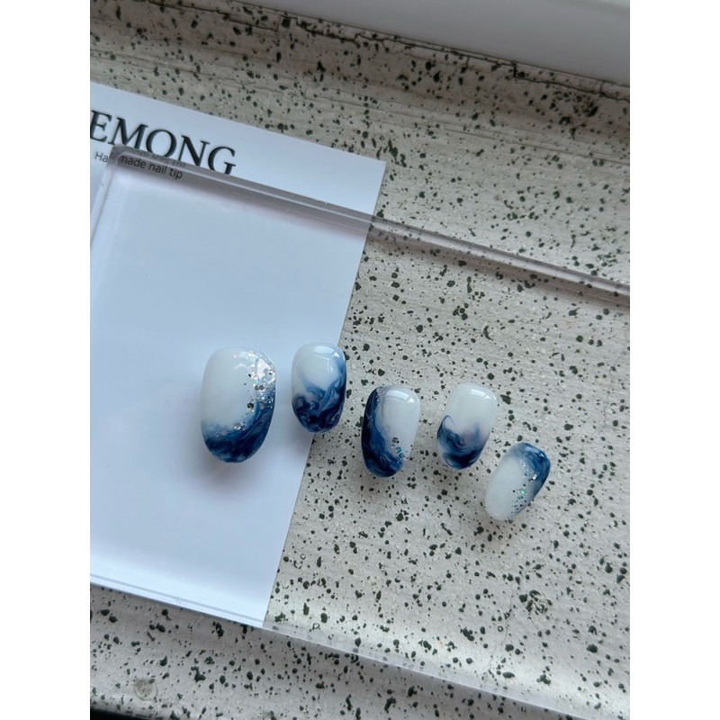 Aemong: Starlight Waves Handmade Nail Tips - Mini Short Square