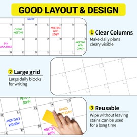 34" x 58" Dry Erase Calendar For Wall - Undated Wall Calendar Erasable Extra Large Wet & Dry Erase Laminated 12-Month Annual Yearly Wall Planner, No Stains or Ghosts, Reusable