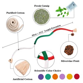 GREMBEB Cat Toys 12Pcs 23.6" Catnip Toys for Indoor Kitten Toys Cat Silvervine Chew Molar Wood Interactive Cat Cotton Rope Cleaning Teeth Cat Dental Stick Cat Treat Kitty Self Play Cat Kick