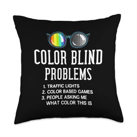 Color Blind Blindness Color Problems Blindness Test Eye Glasses Throw Pillow, 18x18, Multicolor