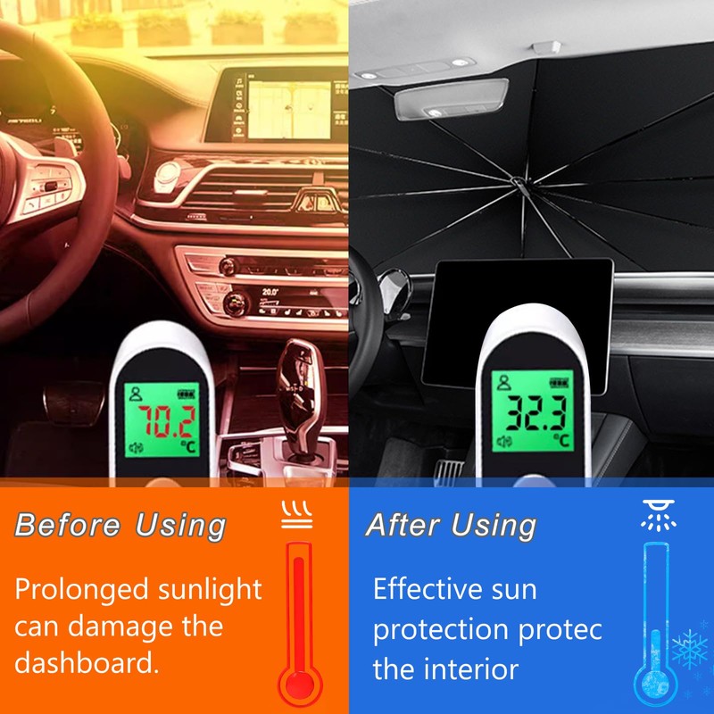 Sun Protection Car Windscreen 138 x 78 cm, Foldable Car