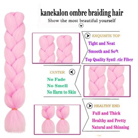 Braids Extensions, Jumbo Braid Extensions, 24 Inches, Ombre Braiding Hair, Synthetic Hair for Braiding for Crochet Twist Braiding Hair, A16, Pink, Pack of 3