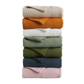 Vintage Comfort 100% Cotton Waffle Weave King Bed Blanket | Sage Waffle Knit Blanket | Ultra-Soft, All Season Textured Blankets & Throws for Bed, Couch, or Chair (King, Sage)