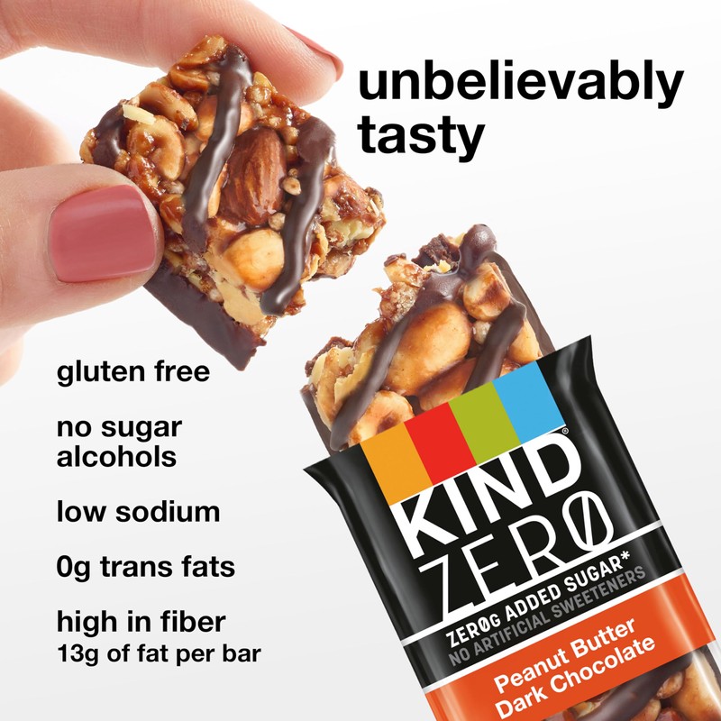 KIND ZERO Added Sugar Bars, Peanut Butter Dark Chocolate, Keto