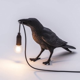 Bathery Raven Birds Wall Sconce Lighting,Vintage Resin Bird Table Lamps Creative Night Light with Plug in Cord for Wall Decor and Living Room,Bedroom Bedside Lamp (Black, Standing)