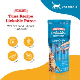 Beefeaters Cat Treats - Tuna Recipe Lickable Puree 1.59oz Case of 12 | Real Cat Food Tuna Treat | No Corn/Soy/Wheat, Sugar-Free | Training Treats