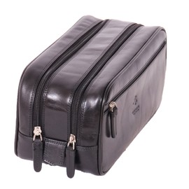 Men's Genuine Leather Wash Bag Shaving Set Toiletries Travel Overnight Harry Black, black, Cosmetic case