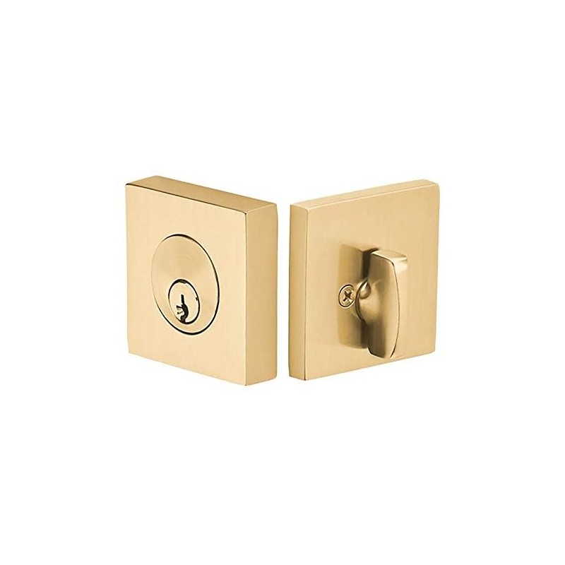 Emtek Hardware Deadbolt, Single Cylinder, Square, Solid Brass, Modern Style,