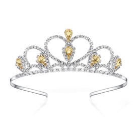 Lovelyshop Yellow Gems Rhinestone Tiara, for Little Kid Big Kid Girl Prom Birthday Princess Party
