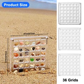 MARUKO Shell Display Box, Magnetic Shell Display Case Made of Acrylic, Magnetic Seashell Display Box Compartment Container for Beads, Nails, Jewellery (Square)