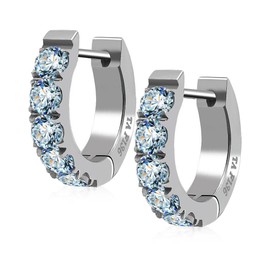 Alloy moissanite earrings WIC titanium alloy F136 colored Moissanite diamond implanted ear piercing straight needle and flat needle earrings ice blue 12mm