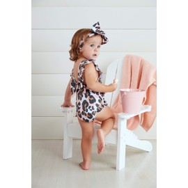 Mud Pie baby girls LEOPARD SWIMSUIT AND HEADBAND, Pink, 2T US