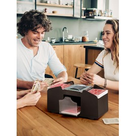 1-4 Deck Automatic Card Shuffler, Poker Shuffler Machine with Rubber Silencer, Lower Noise, Casino Card Electric Shuffler, Playing Card Shuffler for UNO, Phase 10, Skyjo, Skip Bo Home Card Game