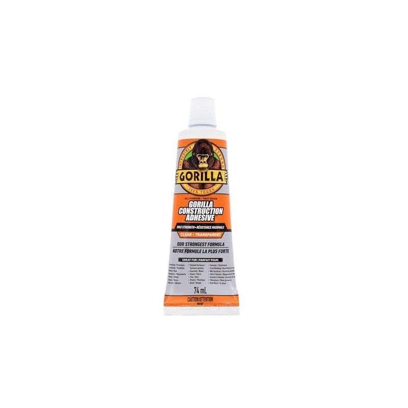 Gorilla Max Strength - calcomanía de construcción, pegamento transparente, tubo