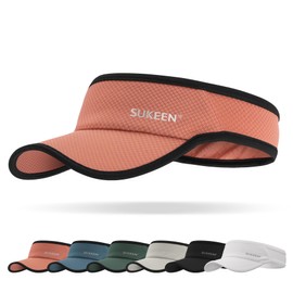 Sukeen Sport Performance Visor hat for Women Men,Lightweight Sun Hats Packable Empty Top Cap for Sun Protection and Outdoor Red